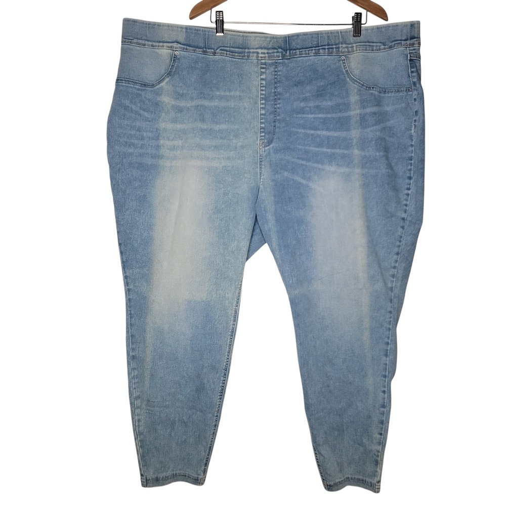 Womens Size 4X 28W-30W Terra & Sky Pull On Blue Jeggings High Rise Skinny NWOT